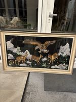 Vintage Framed Needlepoint Tapestry - Eagle and Deer