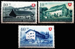 1948/499 : Alte Häuser postfrisch  # 39,43.45   Kat Fr. 12.-