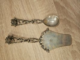 Tortenheber und Löffel aus Silber 800