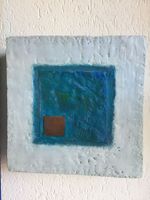 Bild modern blau weiss Unikat 22x22 Papierkunst