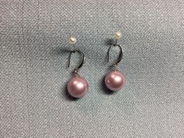 Elegante rosafarbene Perlenohrringe (Süsswasserperlen)