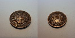 Schweiz 2 Rappen 1933 wenig gebraucht - Sammelstück!