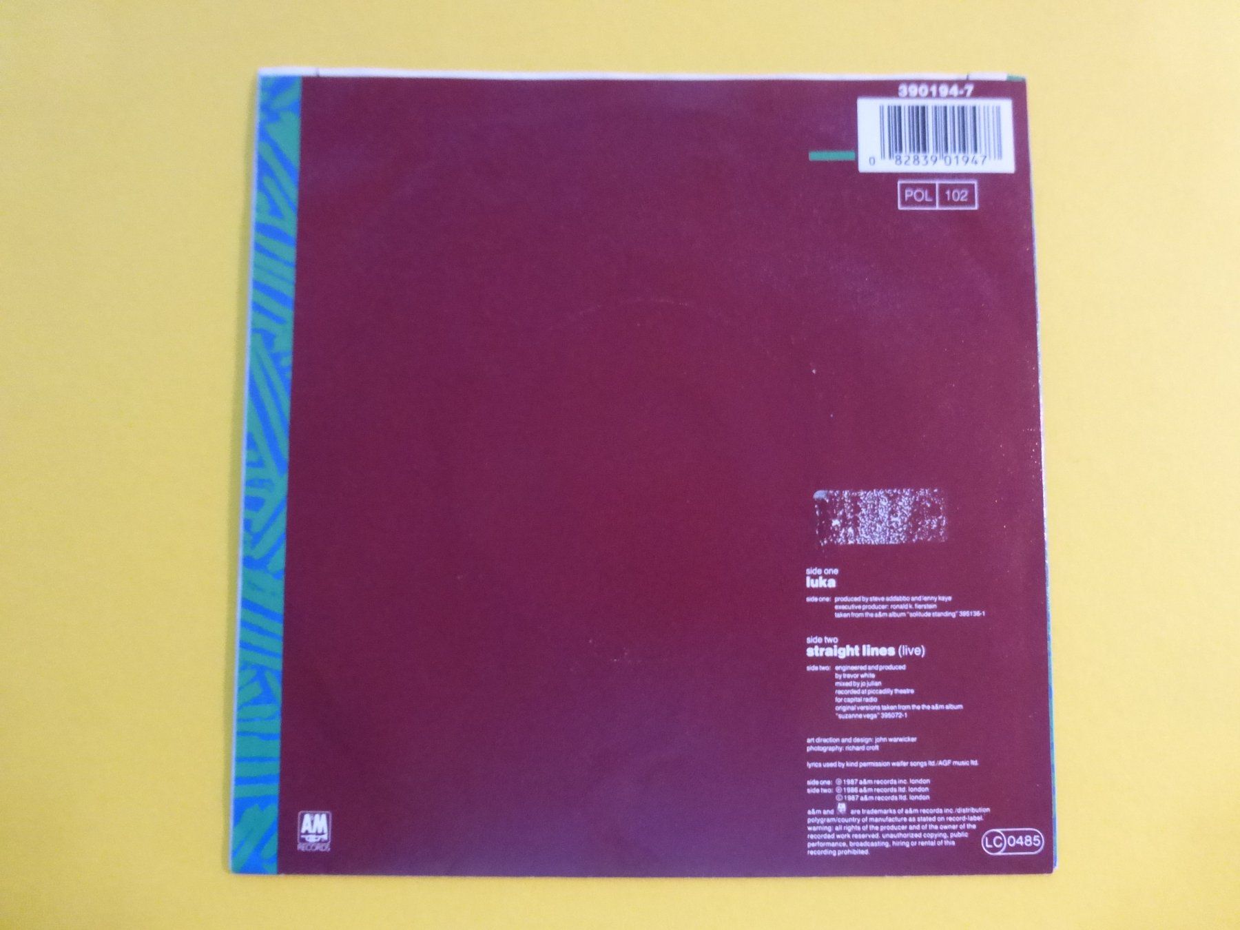 Dischi in vinile: Suzanne Vega – Luka – Usato da Zürich venduto da Swiss57 1