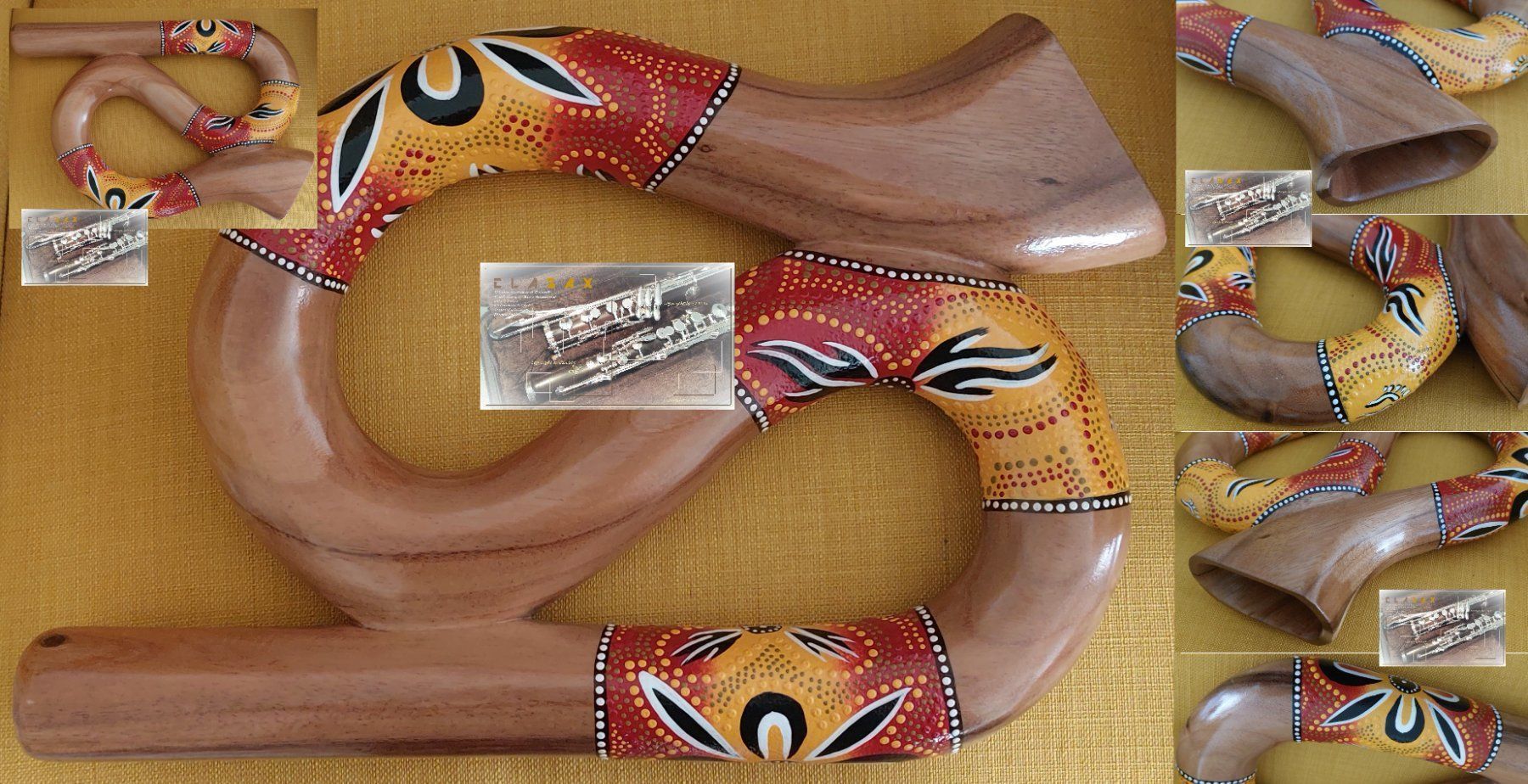 Musikinstrumente: Monky5 - S Didgeridoo Mahagoni/Aboriginalmuster + Tasche – Neu und originalverpackt aus Rotkreuz von CLASAX