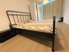 IKEA King size bed, single king size mattress and protector