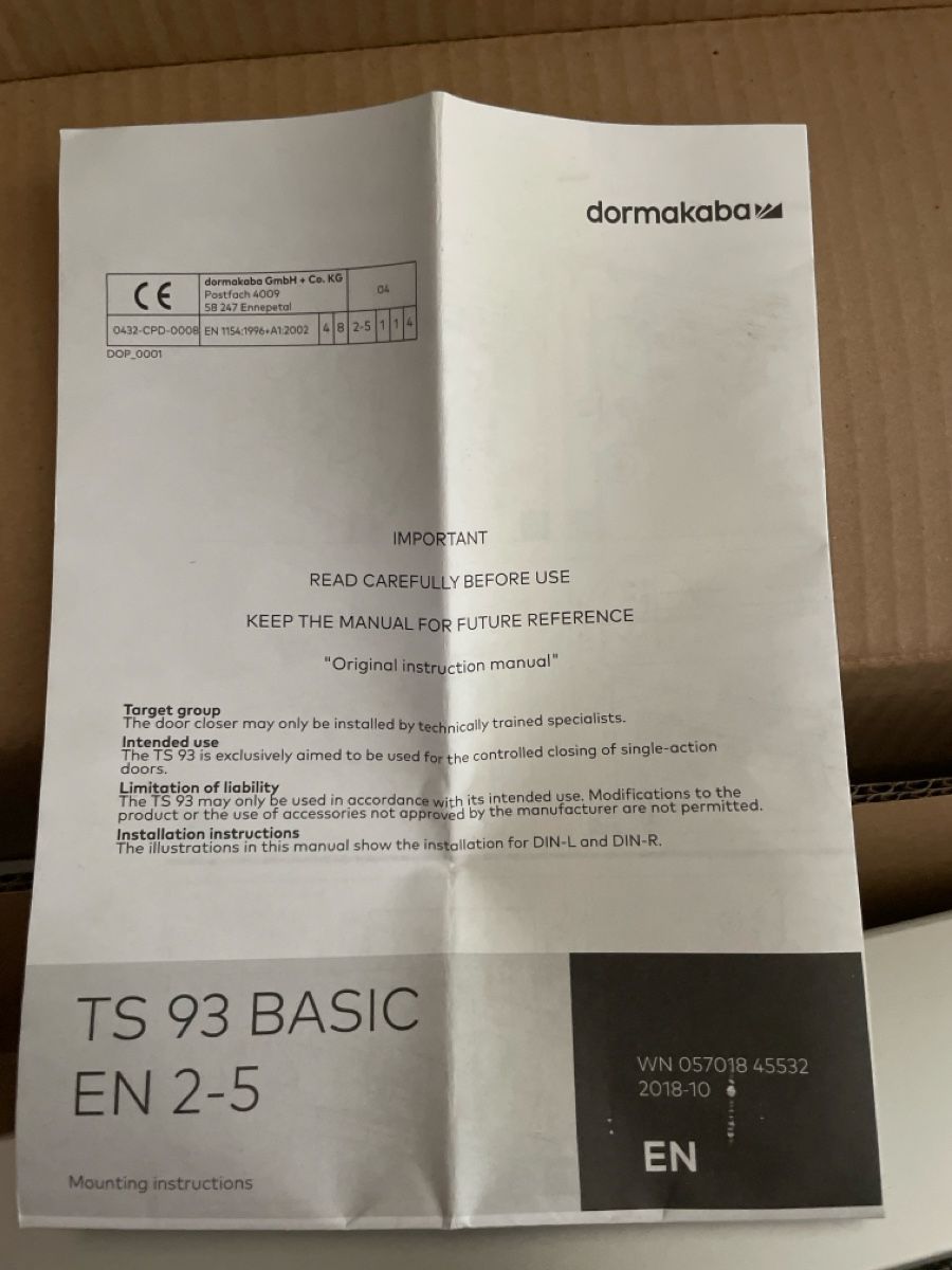 Ancore: Dormakaba TS 93 Basic Tuerstopper EN 2-5 neuwertig!46 – Nuovo e nell'imballaggio originale da Olten venduto da sprusi