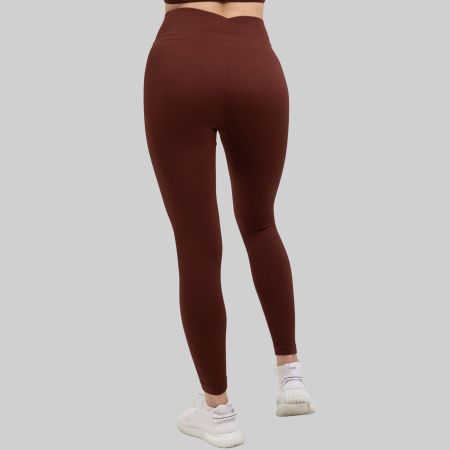 Leggings High Waist Blickdicht Push Up Gym Braun XL YAKWARY