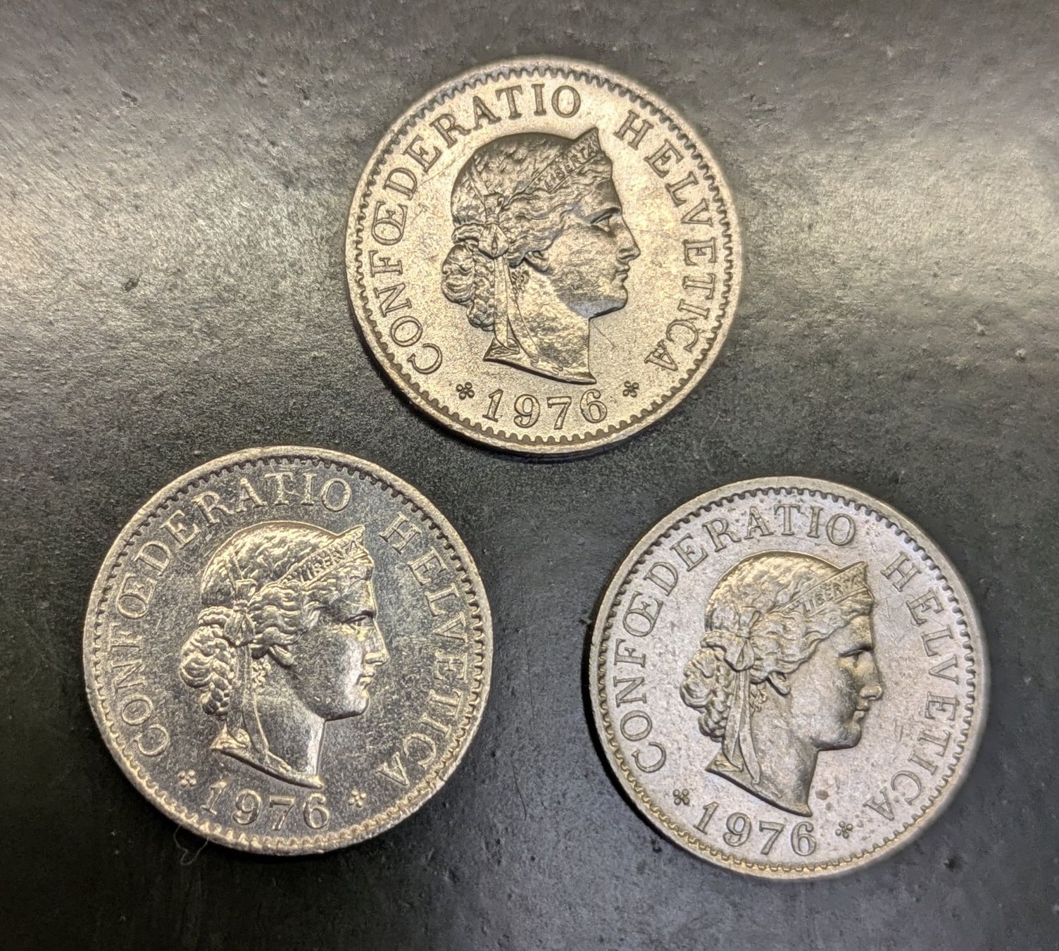 Alle Münzen: 3 x 5 Rappen 1976 vz – Gebraucht aus Zetzwil von Spitz70