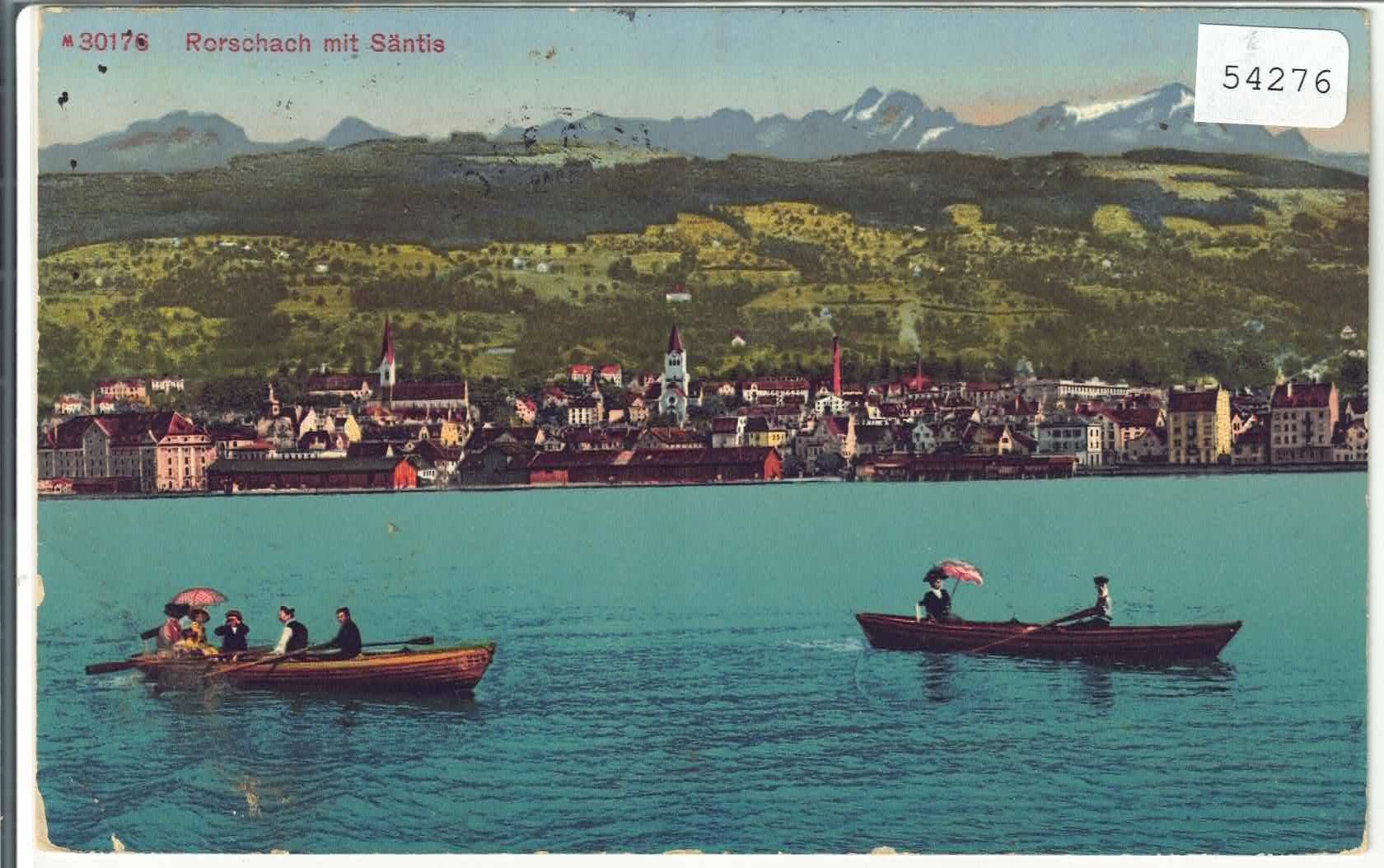 Ansichtskarten: Rorschach mit Säntis und 2 Ruderboote - Litho – Gebraucht aus Ettingen von Kartenplanet