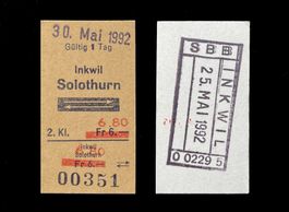 Inkwil Herzogenbuchsee Solothurn SBB Edmondsonsches Billett