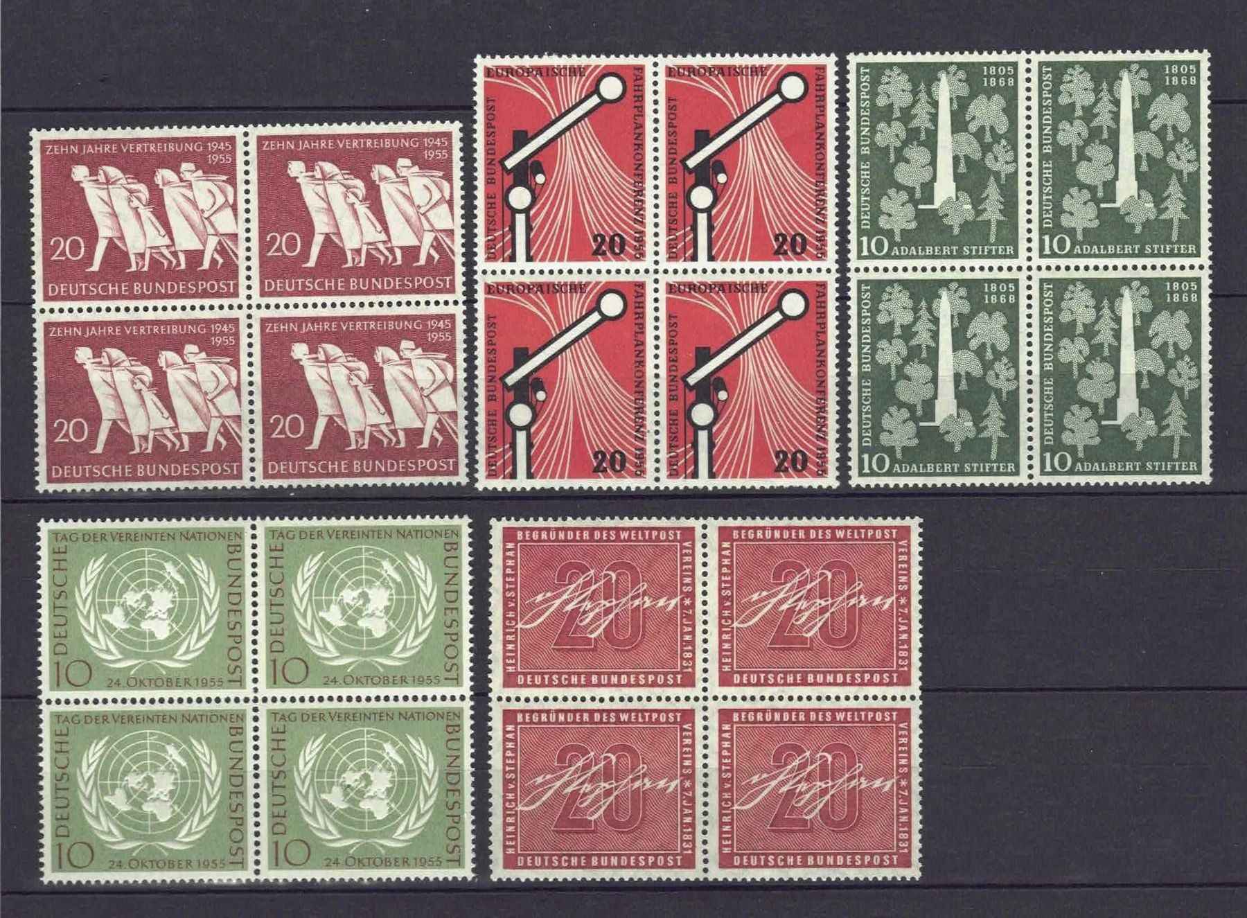 Tutti i francobolli: BRD 1955/56, 4er-Blocks, postfrisch** Kat Fr 130.00 – Usato da Basel venduto da Pfefferschootte