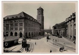 St. Gallen, Bahnhof und Post, Trams, gelaufen 1936