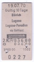 Billette Zürich – Lugano – Lugano-Paradiso via Gotthard