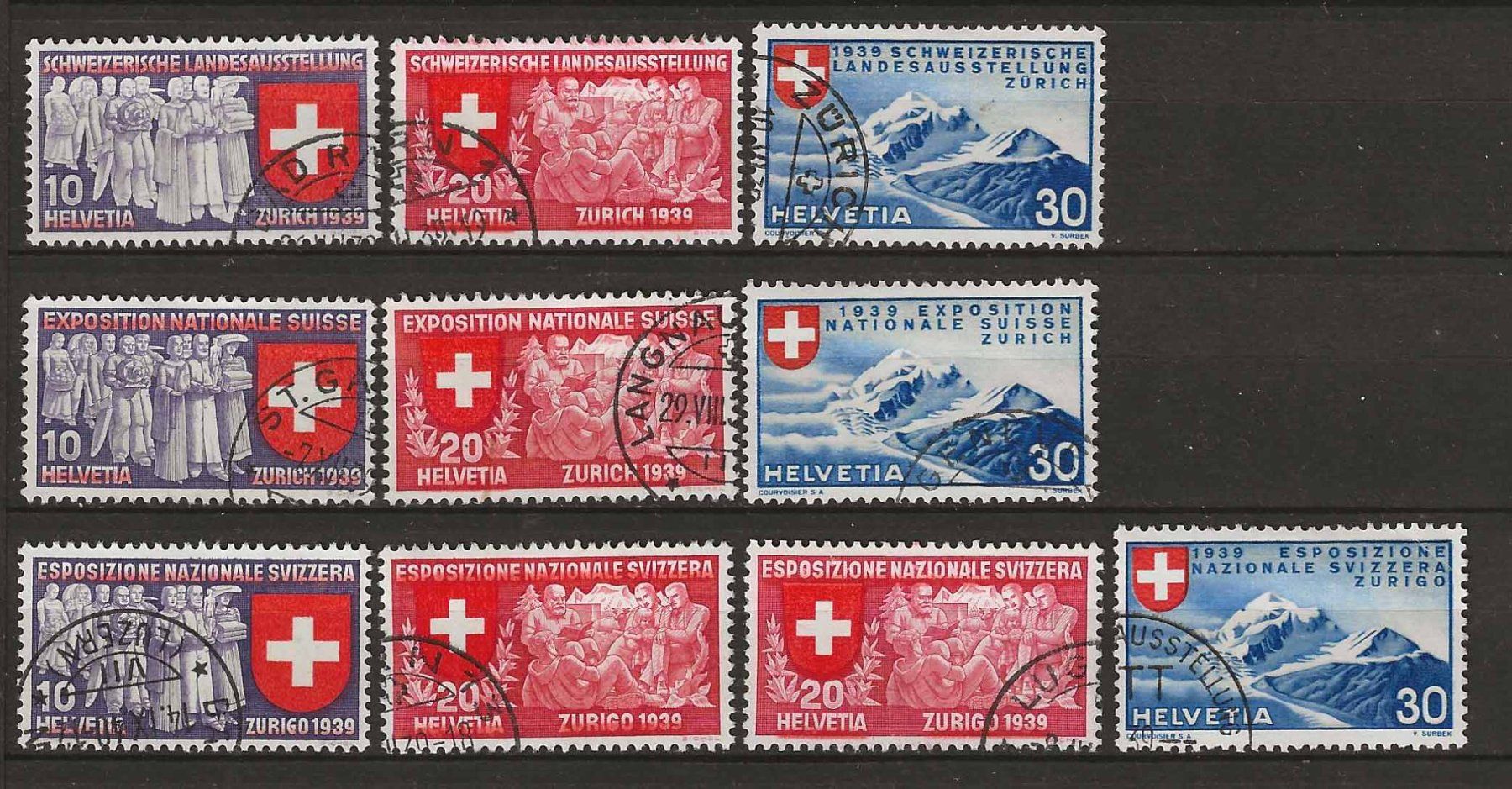 Tutti i francobolli: CH219 - Expo 39 219-227 obl. – Usato da Trélex venduto da Phil_Albert