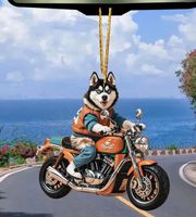 2-D ACRYL ANHÄNGER F TASCHE, AUTO *HUSKY FÄHRT TÖFF* NEU