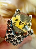 Unikat Silberring mit hellem  itrin 18,41 Carat