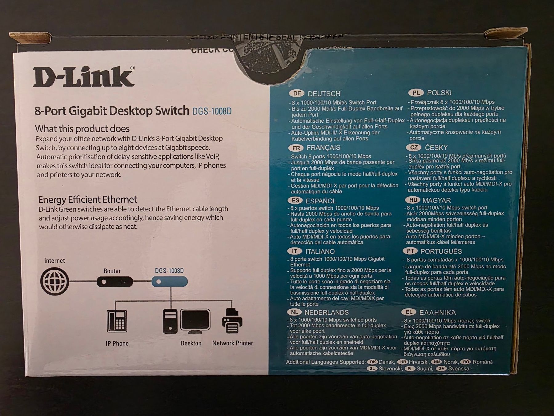 Dlink Hub & Switch: D-Link DGS-1008D 8-Port Gigabit Switch Desktop – Nuovo e nell'imballaggio originale da Matzingen venduto da bobadow 1