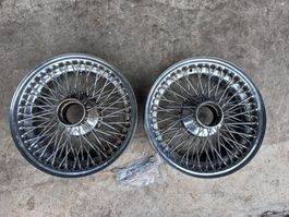 2 Oldtimer 5x15 " Speichenfelgen Verchromt vermutl. Jaguar ?