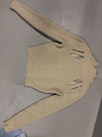 Fendi Rippstrick Pullover Creme mit Cut-Outs
