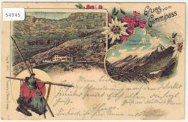 Gruss vom Gemmipass - Hotel Schwarenbach - Litho