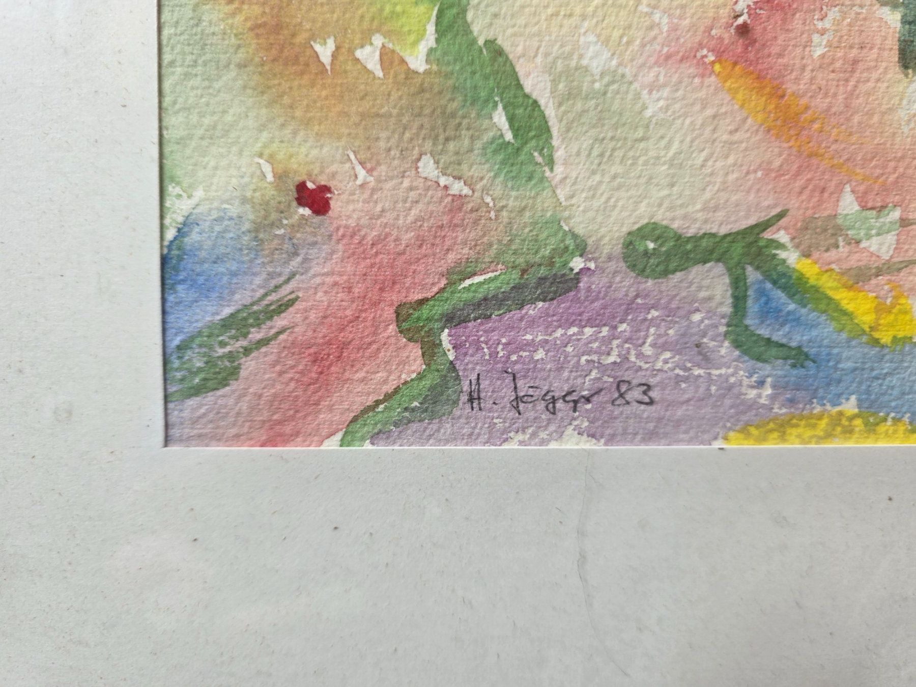 Dipinti: florales Gemälde Bild Aquarell sig.:H. Jäggi oder Jäger 1983 – Usato da Walterswil BE venduto da Lonitti 2