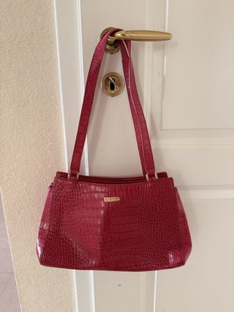 Handtasche Aigner pink Krokoprägung guter Zustand