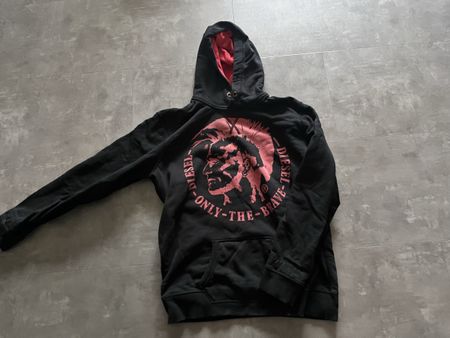 Diesel Kapuzenpullover schwarz rot Baumwolle gebraucht