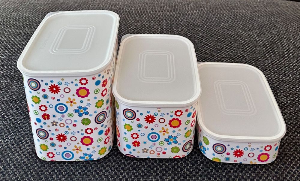 Tupperware Quadro Runde Keksdose – 1,5 Liter, Weiß-orange, Luftdicht & Stapelbar