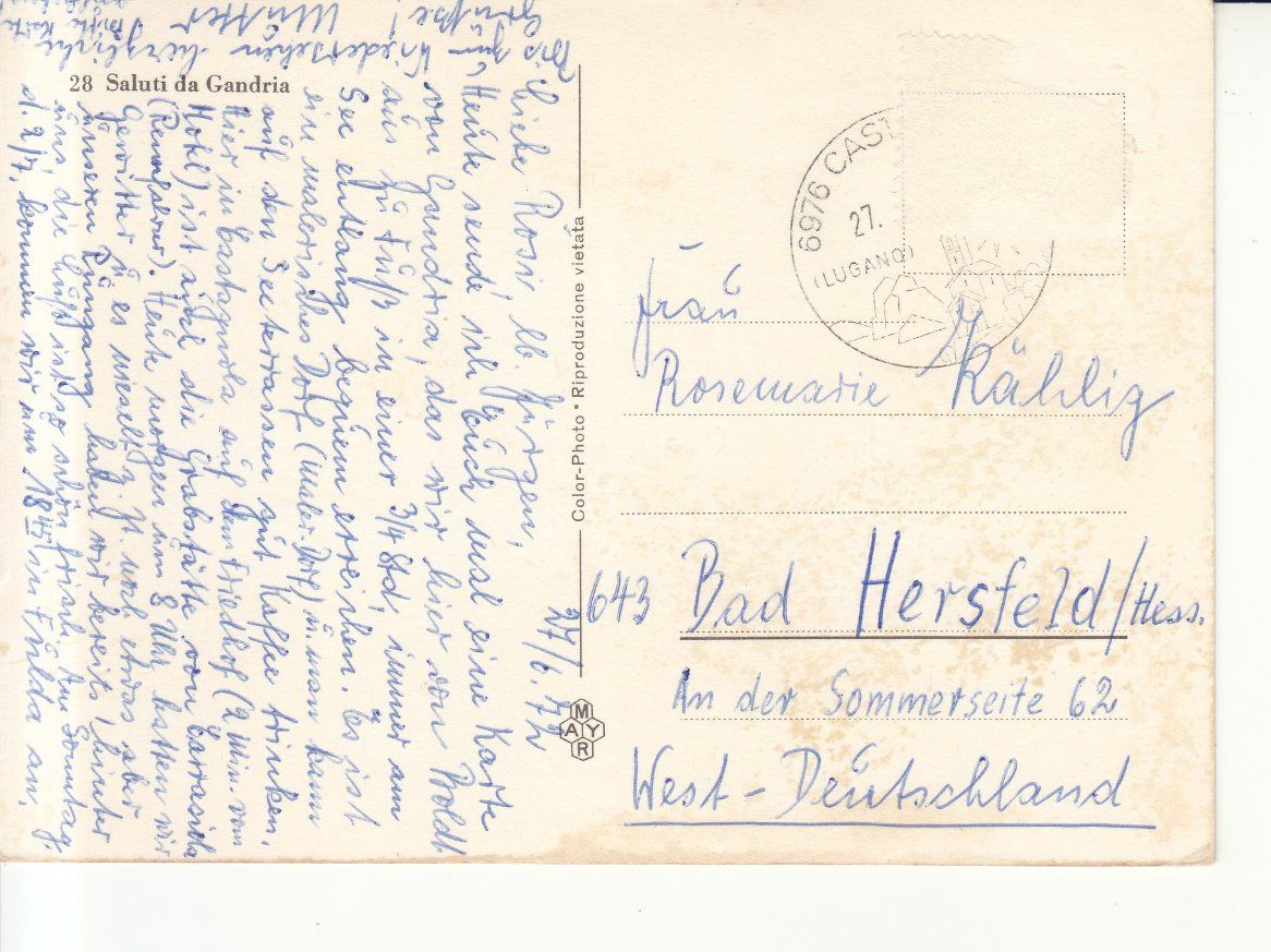 Cartoline postali: Gandria 1972 – Usato da Bürglen TG venduto da StampGraf 1