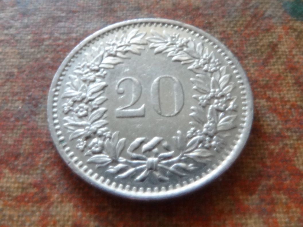 Alle Münzen: 20 Rp. 1977 – Gebraucht aus Romanel-sur-Lausanne von Swift13 1