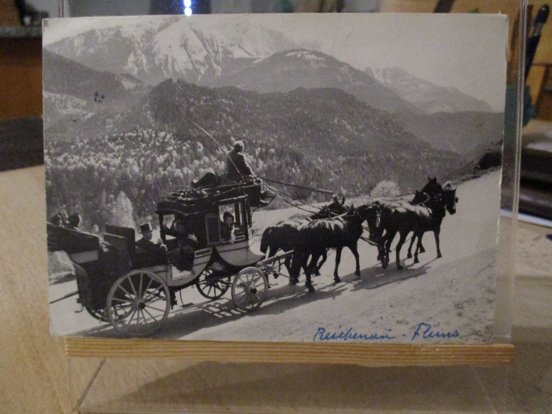 Ansichtskarten: Reichenau Flims Postkutsche  Postkarte   1 – Gebraucht aus Felsberg von sanwill