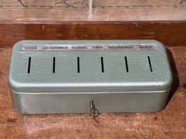 Vintage Spardose Metall 6 Fächer mit Schlüssel aus 60'er