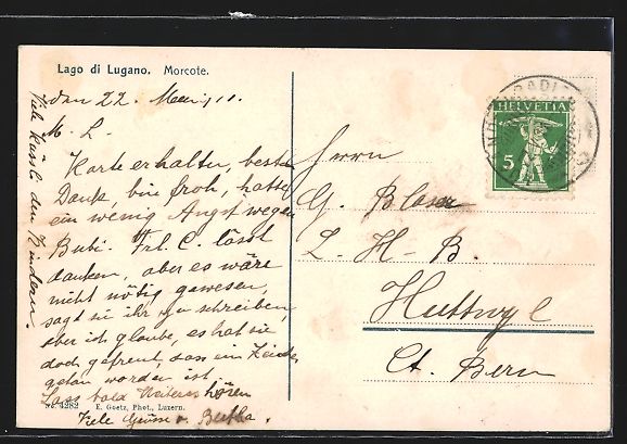 Cartes postales: Morcote, Ruderboot mit Sonnenschutz auf  – D'occasion à Berlin par bartko-reher 1