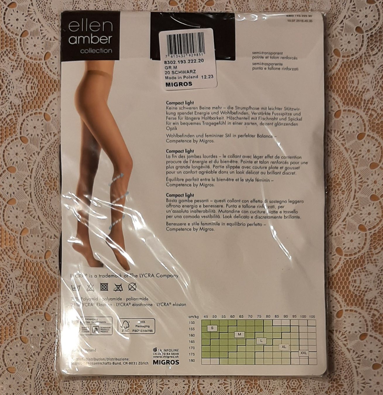 Ellen Amber Strümpfe & Strumpfhosen: Ellen Amber Compact Light Strumpfhose 40den Gr.M Schwarz – Neu und originalverpackt aus Amriswil von Celini3 1