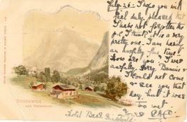 Grindelwald  BE mit Wetterhorn    -   LITHO      um  1 8 9 8