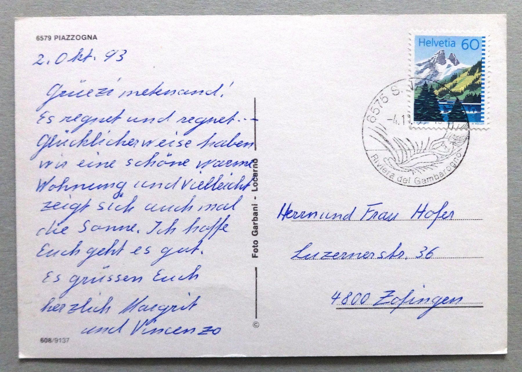 Cartes postales: Piazzogna – D'occasion à Fétigny par Billy2miny 1