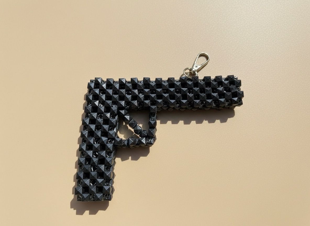 Schlüsselanhänger & - bänder: Edgy Studded Gun Keychain - Unique Design, Great Gift! – Neu und originalverpackt aus Saland von ele_vc96