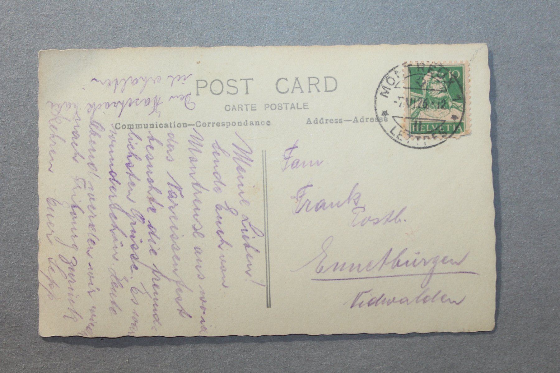 Cartoline postali: Alte Postkarte gestemp.Montreux 7.6.26 – Usato da Kriens venduto da Wolly85