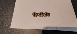 Vintage Brosche Elefanten Parade Goldfarben Strass Schmuck