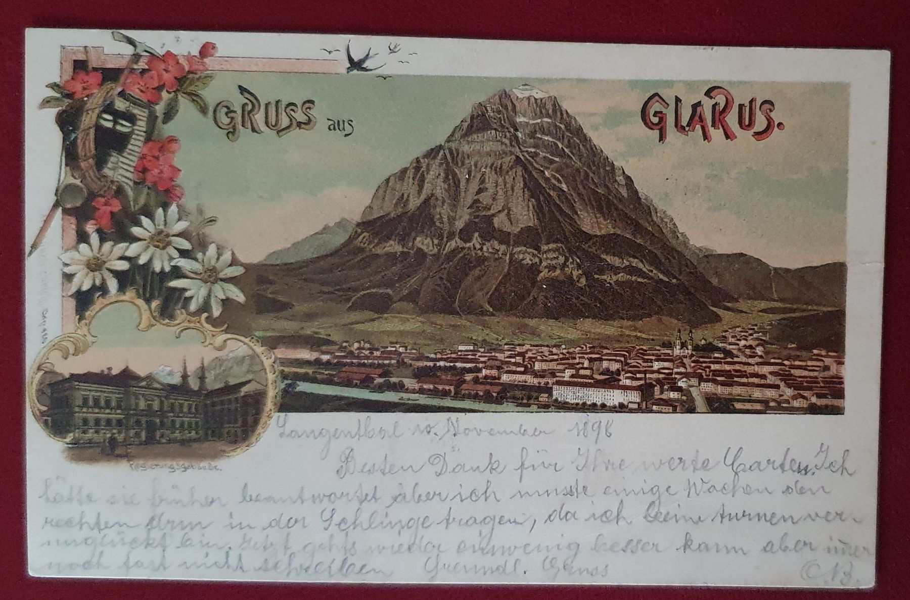 Cartoline postali: Gruss aus Glarus 1898 – Usato da Kreuzlingen venduto da Rschweiz1