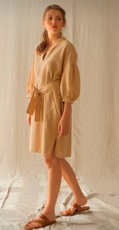 Robe Hana San Éliane muscade coton et lin T40
