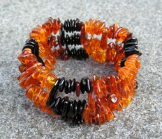 ♥ ARMBAND / Baltischer Bernstein / MULTICOLOR / DREIREIHIG