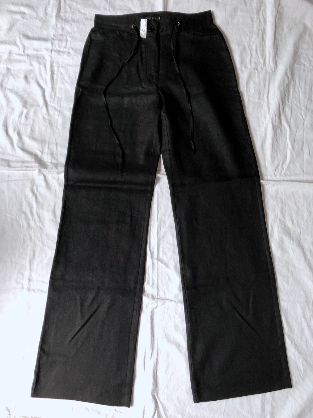 Modissa Pantaloni: Modissa Leinenhose, schwarz, Gr. 34, NEU – Nuovo e nell'imballaggio originale da Basel venduto da Solaia28