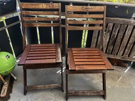 2 Holz-Klappstühle Garten / Balkon  Hartholz