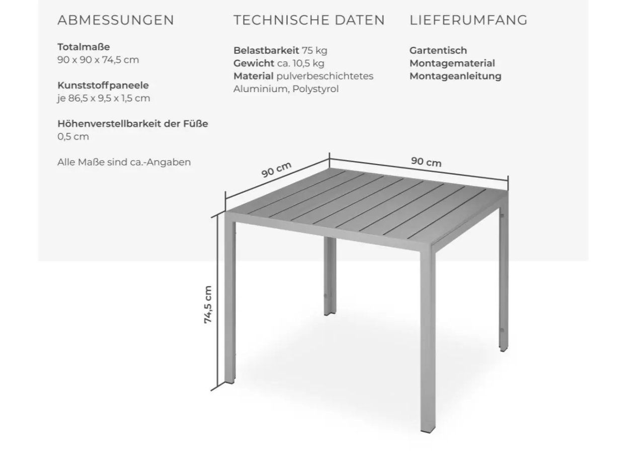 Tavoli: Aluminium Gartentisch Maren – Nuovo (secondo la descrizione) da Steinhausen venduto da Retourenprofis 2
