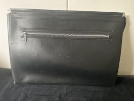 Schwarze Dokumententasche Kunstleder Vintage Retro