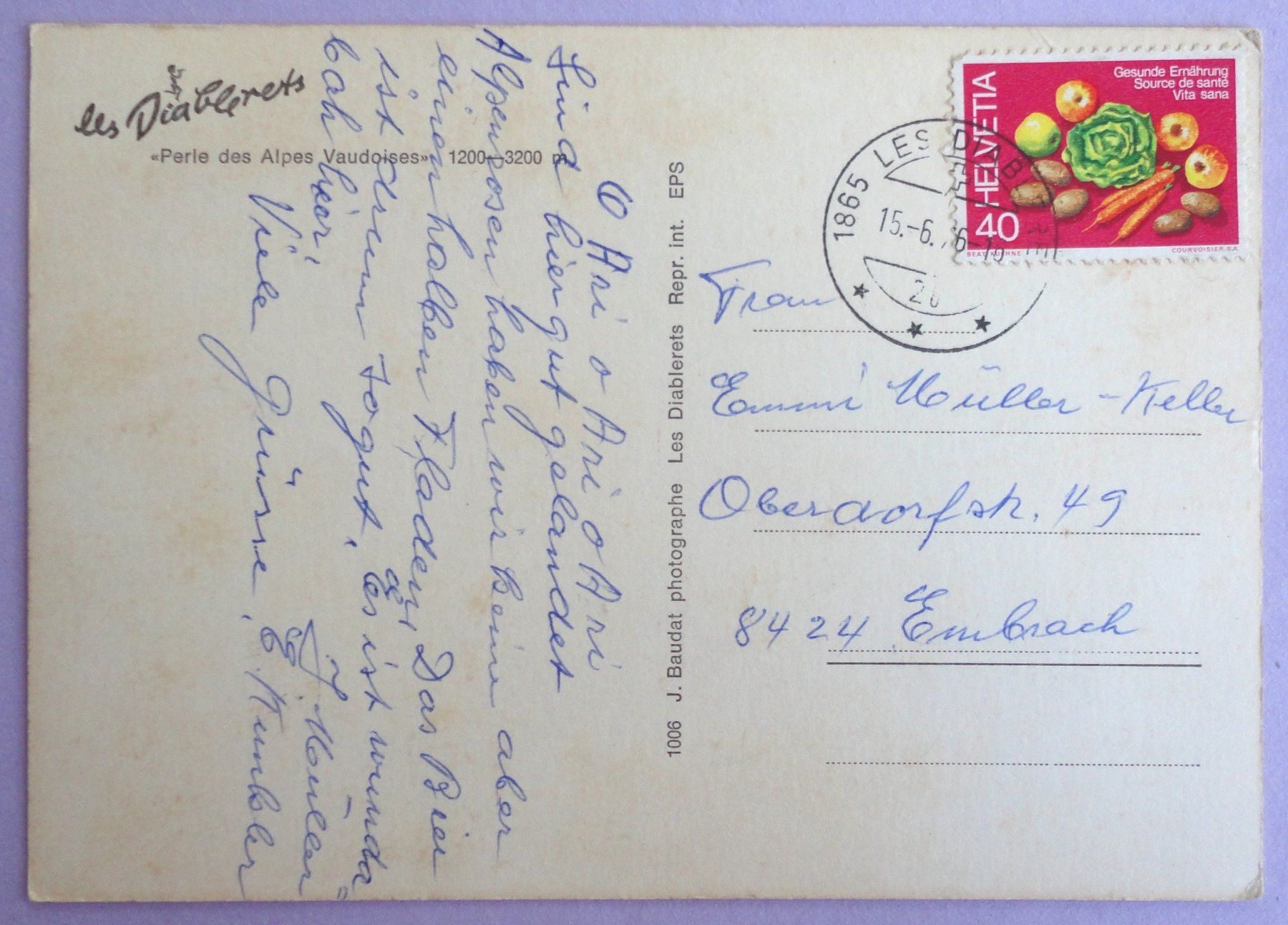Cartes postales: Les Diablerets – D'occasion à Fétigny par Billy2miny 1