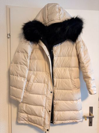 Hallhuber Wende Wintermantel, Damen, Gr. 36, beige/schwarz