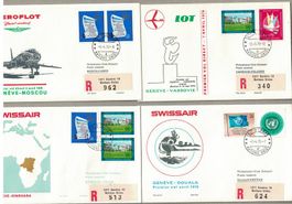 4 Swissair - Erstflugbriefe - UNO, ab Genf,1970, neuwertig