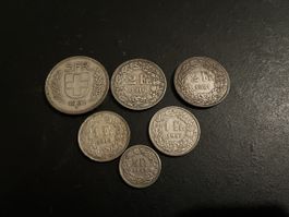 Münzen 5 Franken, 2 Franken, 1 Franken 50 Rappen 